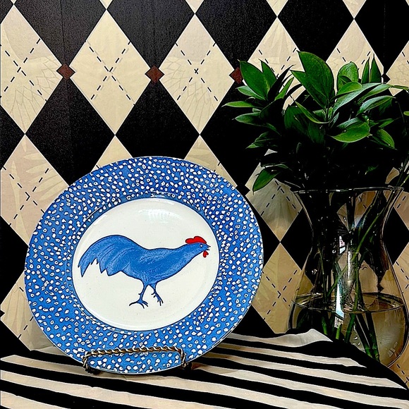 Vintage Chanticleer Set of 4 by Alice Cotterell – Blue Rooster Dinner Plates - Picture 9 of 11